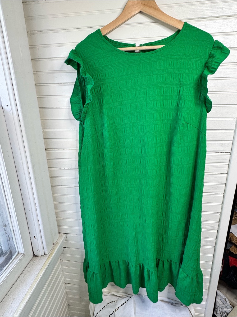 Green Ruffle Sleeve Dress